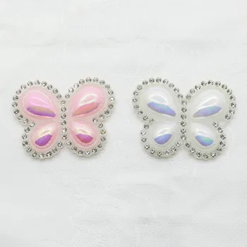 Nueva 2017 36mmx45mm de la resina de la mariposa AB botones de perla (10pcs/Lot) , el Diy de Costura, Scrapbooking Cinta deslizante de la boda decoración.