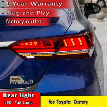 Nueva 4pcs Car Styling para el 2018 Camry luces Traseras Camry LED de la Lámpara de Cola Trasera de la Lámpara DRL+Dinámico de la Señal de Giro+Freno+Inversa de la luz trasera