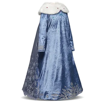 Nueva Elsa vestido de manga larga de niña disfraz de la reina de la nieve vestido de fiesta de Anna niñas ropa vestidos infantis Congelados disfraz princesa