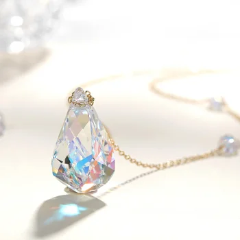 Nueva Hélice Colgante, Collar de Perlas de colores de Cristales De Swarovski Para las Mujeres de la Boda de DIY de la Joyería de Oro de Color de Plata de la Cadena Collar
