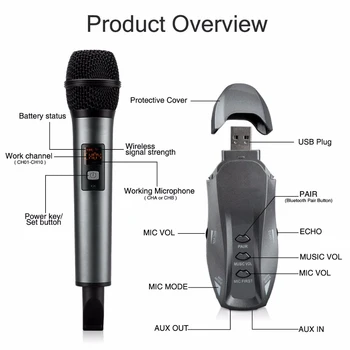 Nueva K18V sistema Inalámbrico UHF con Micrófono Bluetooth Micro con Receicer Casa Micrófonos de Conferencia microfone la Formación de Karaoke