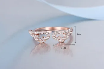 Nueva llegada de la alta calidad de la moda de ala de ángel de la plata esterlina 925 señoras'finger anillos de las mujeres de la joyería del envío de la gota de mayoreo
