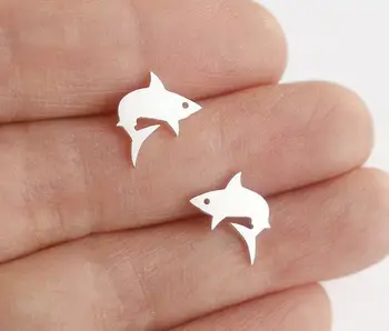 Nueva Llegada de Moda Lindo Pequeños Aretes de Animales tiburón del pendiente de la Joyería para las Mujeres, las Niñas Regalo SanLan