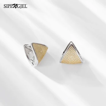 Nueva moda Exagerada Triángulo Pendientes de Aro de plata y de oro de doble color de los Pendientes Para las Mujeres del Partido del Regalo de Boda 2020 tendencia