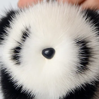Nueva Moda Lindo Panda Llavero Suave Real de Visón de Piel de Bola Coche Llaveros Pompón Clave de la Cadena de las Mujeres de la Bolsa de la Muñeca de Juguete Colgante de Accesorios de BRICOLAJE