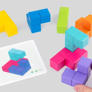 NUEVA Montessori, Juguetes Educativos 3D Bloques de Construcción de Madera Expresión Cubo Mágico Coinciden con los Materiales de Aprendizaje de los Niños Juguetes Regalos