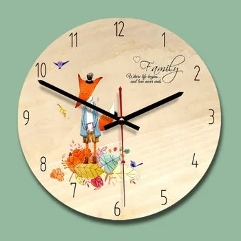 Nueva Ronda de Reloj de Pared para la Sala de estar Decoración de la Cocina Creativa Fox Impresión de Pared Reloj de Silencio Antiguo Estudio de niños de la Sala de Colgar Relojes