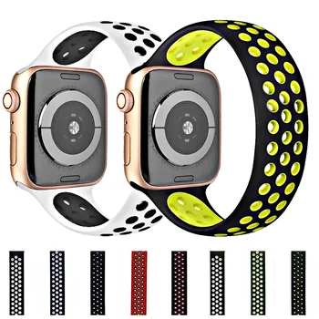 Nueva Transpirable de Silicona Banda de Deportes para el Apple Watch se 6 5 4 3 44 mm 40 mm correa de caucho bandas de Nike+ Iwatch 2 1 42 mm 38 mm