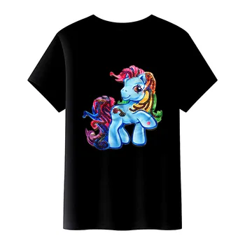 Nueva venta caliente de dibujos animados unicornio lindo la luz de niña de algodón t-shirt de manga corta de verano mayorista