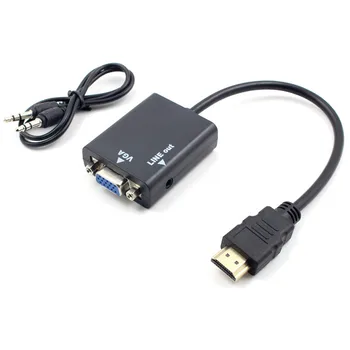 Nueva VGA Macho a HDMI Hembra Convertidor Adaptador de Cable Con Salida de Audio 1080P VGA a HDMI Adaptador de envío gratis