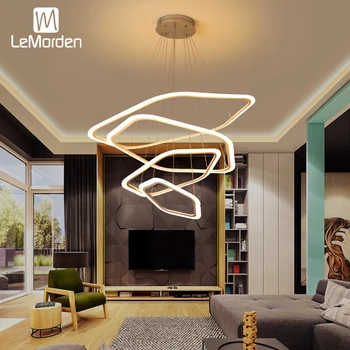 Nueva y Moderna iluminación para la sala de estar comedor Círculo Anillos de acrílico de la Iluminación del LED Lámpara de Techo accesorios люстра