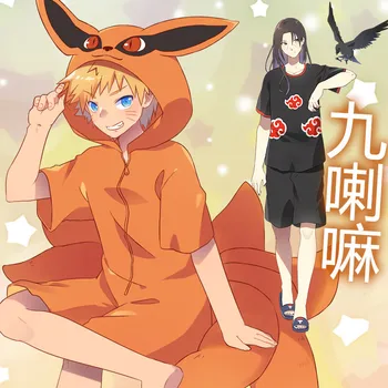Nuevo Anime de Naruto Kurama Trajes Cosplay Kawaii kyuubi Cola Trajes de Verano de la Cremallera de la ropa de dormir Pijamas de Franela Albornoz Pijamas