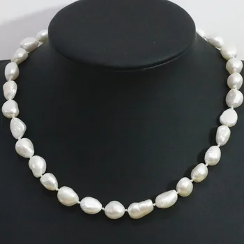 Nuevo blanco natural de agua dulce collar de perlas cultivadas de irregular forma libre 12-14mm de cuentas de la fiesta de moda joyería de la boda de 18 pulgadas B1431