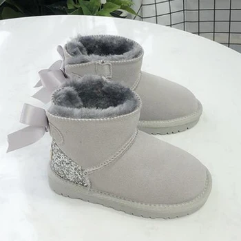 Nuevo Invierno de los niños botas de nieve zapatos de bebé para las niñas 2020 de la moda bowknot Casual de algodón caliente botas antideslizantes niño zapatos kl913