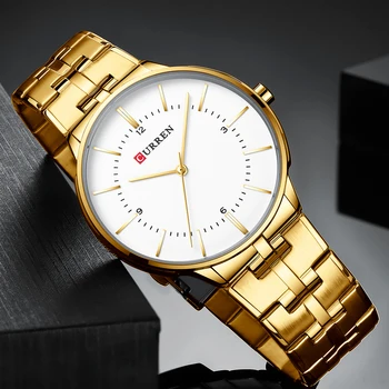 Nuevo Relojes de Cuarzo de Lujo de la Marca CURREN Relogio Masculino Reloj de Oro para los Hombres de Negocios Simple reloj de Pulsera para Hombre del Reloj de 2019