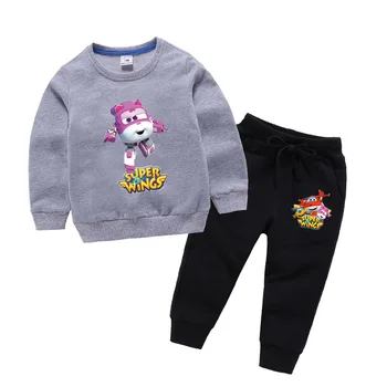 Nuevo Super Alas de los niños suéter traje de moda de los niños de manga larga de algodón cómodo de las Niñas de Bebé de dibujos animados suéter + pantalones