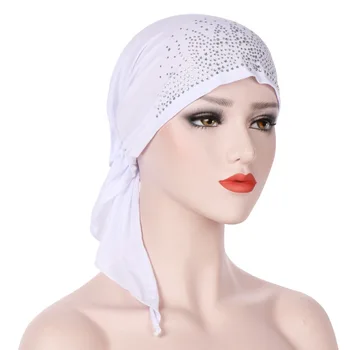Nuevo Turbante Sombrero De Las Mujeres Calientes De La Perforación Del Velo Bonnet Femme Musulman Interior De Las Tapas Musulmán Envolver La Cabeza Pañuelo Turbante De La India Beanie Cap