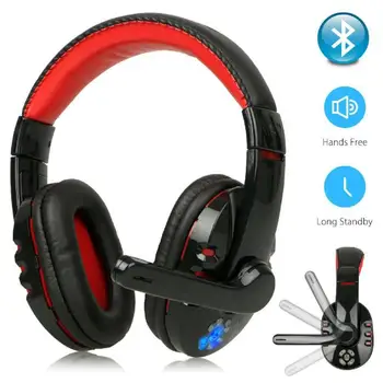 Nuevos Auriculares Gamer Bluetooth Inalámbrico de Juegos de Auriculares de Gran auriculares Auriculares Estéreo Bass Sonido Envolvente de Micrófono Para PC Portátil