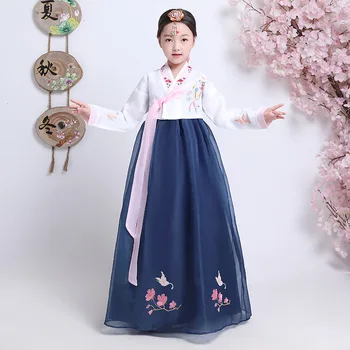 Nuevos Tradicional coreana de Ropa de Niños Bordado Hanbok coreano Traje de las Niñas de Bebé de Hanbok Vestido de Cosplay Hanbok Vestido SL1350
