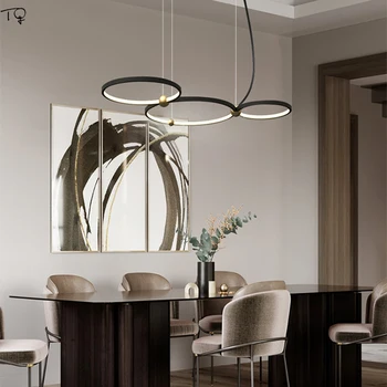 Nórdico Moderno Diseño de la Suspensión de la Luminaria de Oro del Brillo LED Círculo Colgante de Luces para la Sala de estar/Comedor de la Decoración de Restaurante