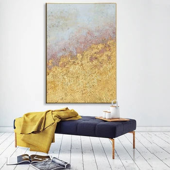Nórdicos de oro moderna abstracta hecha a Mano de la lona pintura al óleo obra de arte las imágenes de la pared del cartel casero de la decoración para la sala de estar dormitorio