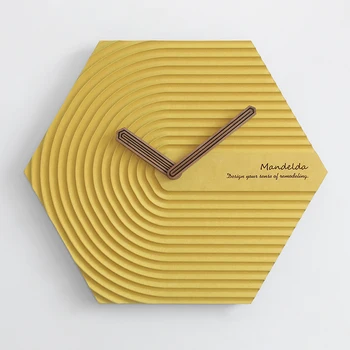 Nórdicos Grande de Lujo Reloj de Pared de Pared de la Decoración del Hogar Creativo en Silencio Amarillo 3d Moderno Reloj Relojes de Pared del Dormitorio de la Sala de Ideas de Regalos