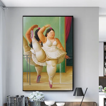 Nórdicos Lienzo de Pintura de Arte Moderno de Q Versión de Fat Girl Carteles y Grabados Quadros Arte de la Pared de la Imagen para la Sala de estar Decoración de Cuadros