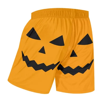 OGKB Hombre Nuevo de Halloween Amarillo Precioso Impreso en 3D Gracioso Rostro Humano de Calabaza Patrón Mayorista de Ocio de los Hombres pantalones Cortos de Playa