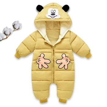 OLEKID 2020 Otoño Invierno ropa para bebés de dibujos animados Plus de Terciopelo Mono Recién nacido Niño Niña Monos de Bebé Niño de traje para la nieve de Niño Capa