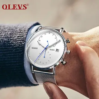Olevs-5571 Reloj de hombre Luminoso Analógico de Cuarzo Sprot Negocio de la Moda de Lujo, reloj de Pulsera, el Mejor Regalo para los Hombres