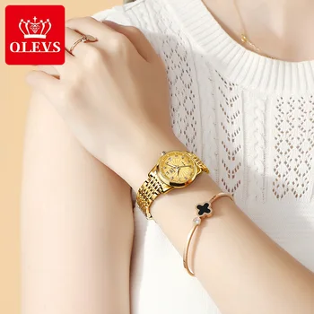 OLEVS las Mujeres Relojes de Lujo de Oro Reloj Automático Impermeable de la Moda Señoras Reloj Mecánico de los Regalos Para las Mujeres Relogio Feminino