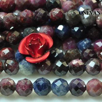 ONEVAN Natural Ruby Zafiro Facetado de Piedra 3.8 mm Redondo Liso gotea la Pulsera del Collar de la Joyería de Bricolaje Accesorios de Regalo de Diseño