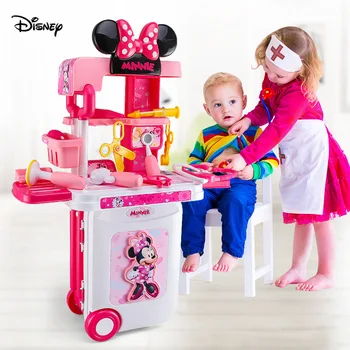 Original de Disney Genuino de Minnie aparatos Médicos Tire de la Varilla de Maleta Trolley de Juguete a los Niños de la Casa de juguetes