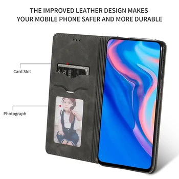 Original Flip Case Para Huawei P Smart Plus Y9 Primer 2019 Retro Magnética de la Tarjeta de Crédito Stand de la Cartera De Honor 10 Lite 10i 20i Casos