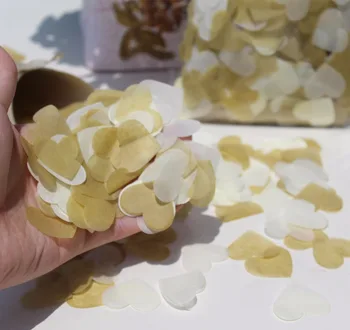 Oro de marfil cremoso corazones Biodegradables de papel de seda PÉTALOS de DECORACIÓN de MESA de CONFETI boda de niña de las flores tirar confeti 50gram