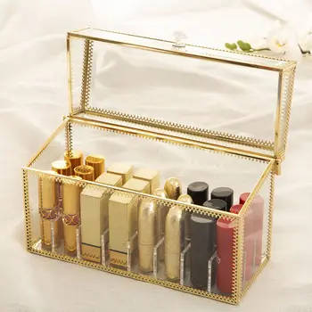 Oro Organizador de Maquillaje de la caja de Almacenamiento de Plástico Contenedor Caso de lápiz Labial de Cuidado de la Piel de esmalte de Uñas Perfume Rangement Soporte de Exhibición