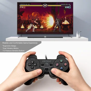 OSTENT Cable Analógico Controlador Gamepad Joystick mando de juegos para la Playstation de Sony PS2 PS1 PS Uno de PSX Consola Dual Shock de la Vibración