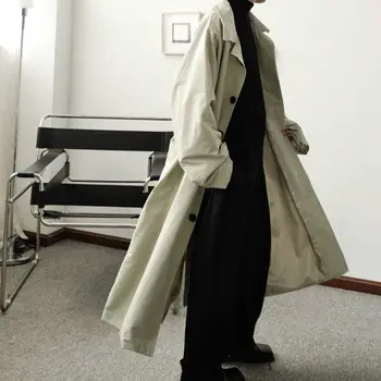 Otoño Estilo coreano de la Zanja de los Hombres de Moda de Color Sólido Casual Capa Larga de los Hombres de Streetwear Salvaje Suelto Cazadora para Hombre de la Chaqueta de S-XL
