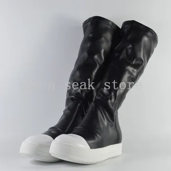 Owen Seak Zapatos De Las Mujeres De La Rodilla Botas Altas De Lujo Formadores De Invierno Botas Casual De La Marca De Moda De Las Zapatillas De Deporte De Nieve Pisos Zapatos Negros