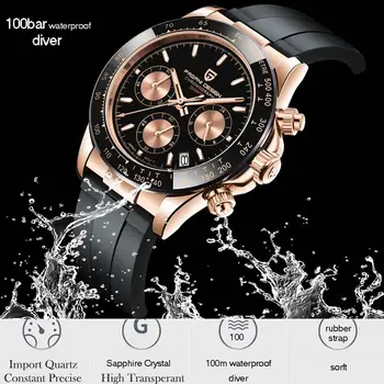 Pagani Deisgn Cronógrafo Reloj de los Hombres de Japón VK63 de Cuarzo para Hombre Relojes de 100M Buzo Impermeable del Deporte de Zafiro Relojes de Lujo Reloj de Hombre