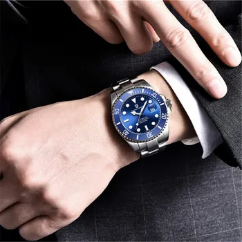 PAGANI DISEÑO de la Marca de Lujo de los Hombres Relojes Automático de color Azul Reloj de los Hombres de Acero Inoxidable de la prenda Impermeable de los Deportes de Negocios reloj de Pulsera Mecánico