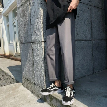 Pantalones de los Hombres Sólida de Tobillo-longitud de Ocio Chic Plus Tamaño 3XL Simple Otoño de Todo el partido para Hombre de Anchos de Ancho de la Pierna del Pantalón Estilo coreano de la Moda de BF