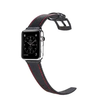 Para apple de la banda de reloj de lujo de 44 mm 40 mm iWatch de banda de 42 mm 38 mm de fibra de Carbono+pulsera de Cuero pulsera de Applewatch serie 5 6 SE 4 3