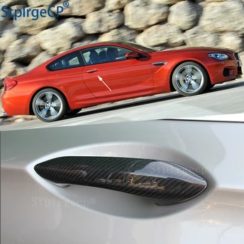 Para BMW M6 F06 F12 F13 2013-Accesorios en fibra de carbono auténtica Auto cubierta de la manija exterior de la puerta