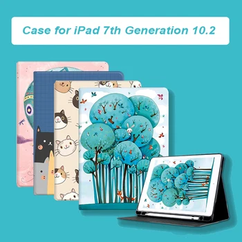 Para el iPad de 7 de Generación de Caso con soporte de Lápiz Cute Kawaii de Cuero de la Tableta de Caso de la Cubierta para el iPad 10.2 7 Gen 2019