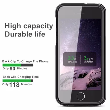 Para el iphone 5S Caso Power 4000 Mah Inteligente Ultra delgado Cargador de Batería de la Cubierta Para el iphone de Apple 5 5S SE Potencia el Caso de Smart Power Bank