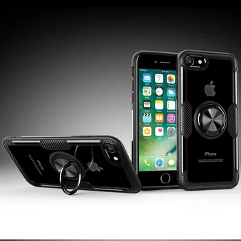Para el iPhone Xs Max Caso Para el iPhone Xr Cubierta Para el iPhone 8 Plus de Lujo Transparente de Protección de Anillo de Shell de la sFor iPhone 6 6s 7 Coque
