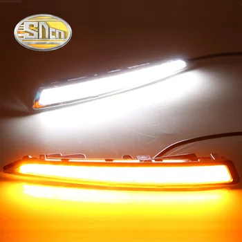 Para Ford Kuga Escape 2013~2016 Luz de marcha Diurna luces de circulación diurna LED de los faros de Niebla Cubierta Con Amarillo las Funciones de la Señal de Giro