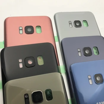Para Samsung Galaxy S8 S8PLUS G950 G955 parte Posterior de la Vivienda de la Batería Cubierta de la parte Trasera de la Puerta de Vidrio + Cinta de la Lente de la Cámara Para S8 S8+