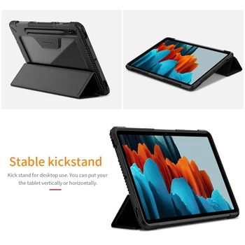 Para Samsung Galaxy Tab S7 caja de la Tableta de Lujo de Cuero de la PU resistente a los Golpes de suspensión Inteligente Tablet Flip Case Para Galaxy Tab S7 + Plus Nillkin